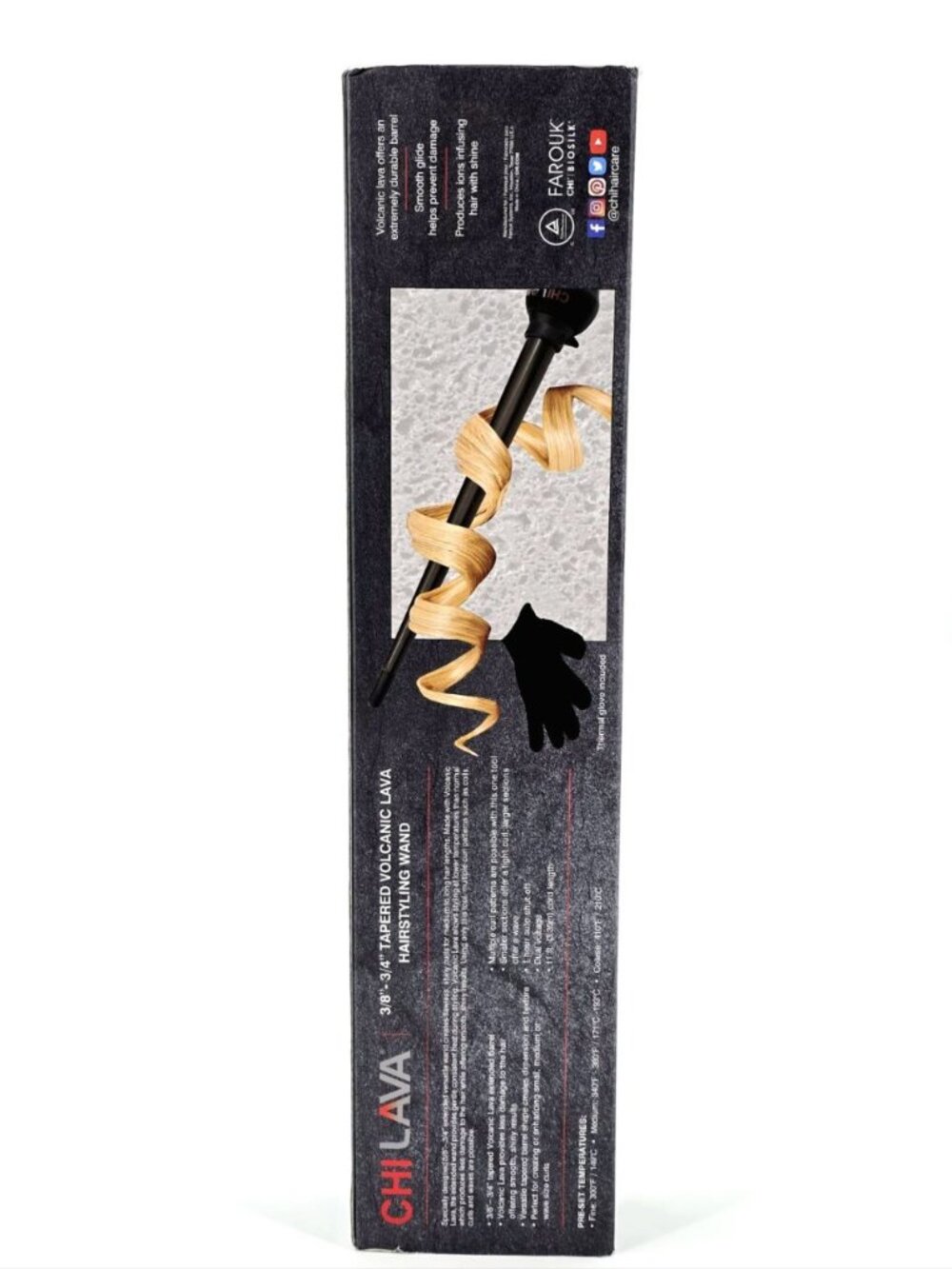CHI Lava Tapered Curling Wand 3/8–3/4 Volcanic Ceramic Hair Styling Iron NIB - Picture 9 of 12
